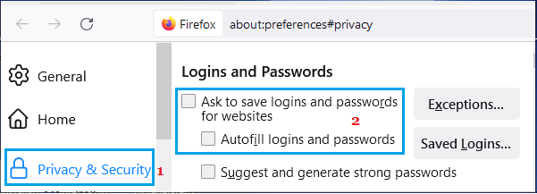 防止 Firefox 要求保存密码