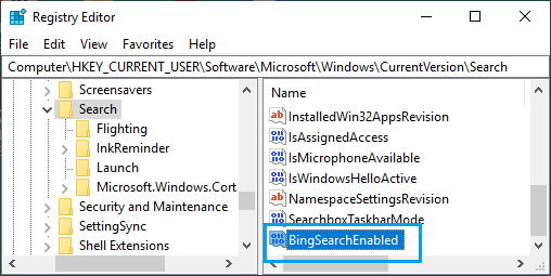 BingSearchEnabled 注册表项