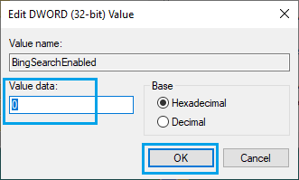 使用注册表在开始菜单中禁用 Bing 搜索