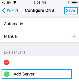 在 iPhone 上添加 DNS 服务器选项