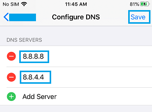 在 iPhone 上添加 Google DNS 服务器