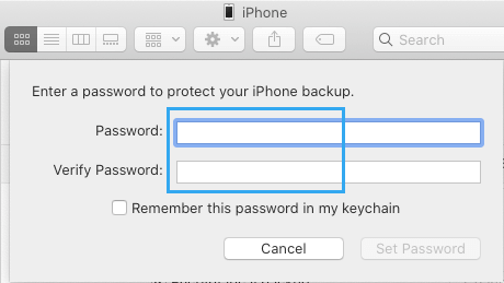 在 Mac 上设置加密的 iPhone 备份密码