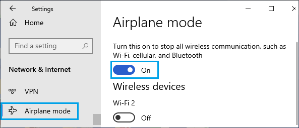 在 Windows PC 上启用飞行模式