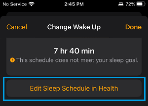 在 iPhone 的健康选项中编辑睡眠时间表