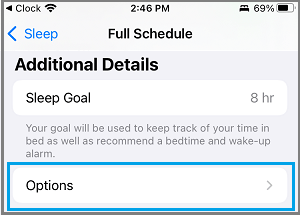 iPhone 时钟应用程序中的睡眠选项选项卡