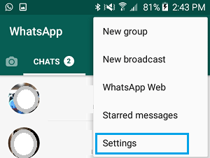 Android 手机上的 WhatsApp 设置选项