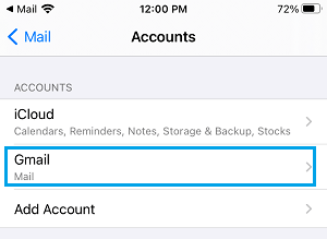 iPhone 邮件帐户设置屏幕