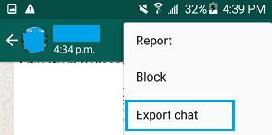 WhatsApp Android 中的导出聊天选项