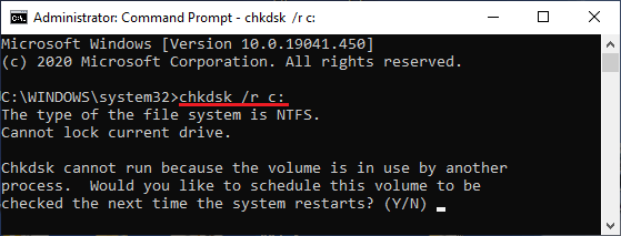 运行 Chkdsk 命令