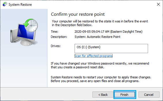 系统还原 Windows 计算机
