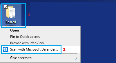 右键单击以使用 Microsoft Defender 进行扫描