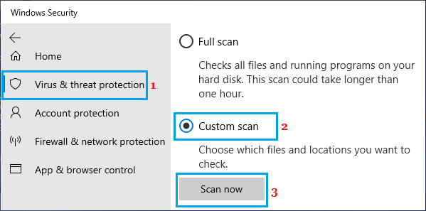 Microsoft Defender 自定义扫描选项