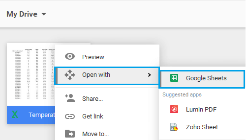 在 Google Drive 上将 Excel 文件作为 Google 表格打开