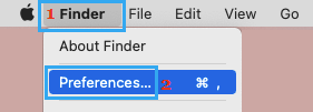 在 Mac 上打开 Finder 偏好设置