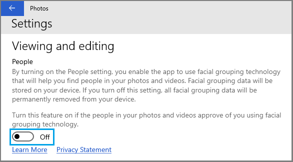 在 Windows 照片应用程序中禁用人脸检测