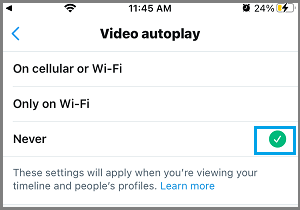 Twitter Mobile 中的永不自动播放视频选项