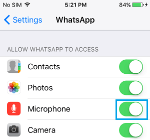 允许 WhatsApp 访问 iPhone 上的摄像头和麦克风