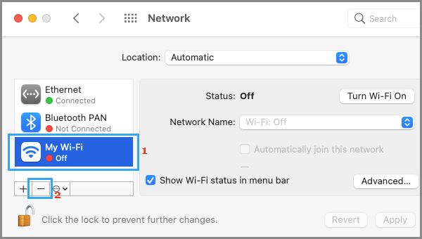 在 Mac 上移除 WiFi 网络