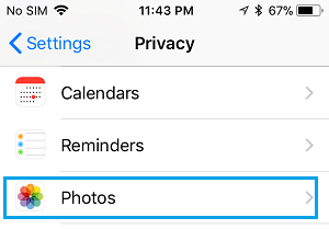 iPhone 上照片的隐私设置选项