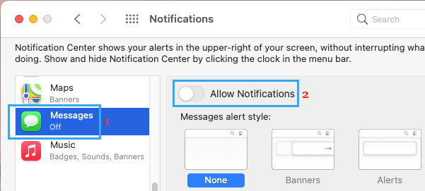 在 Mac 上禁用 iMessage 通知