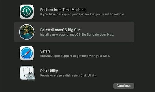M1 Mac 上的 macOS 恢复选项