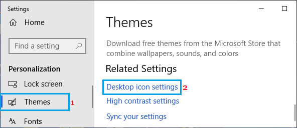 Windows 中的桌面图标设置选项