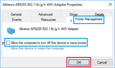 Windows 10 中的 WiFi 适配器电源管理选项