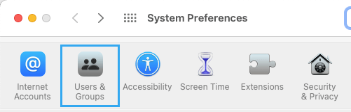 系统首选项屏幕上的用户和组图标