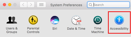 Mac 上的辅助功能设置选项