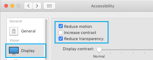 在 Mac 上减少运动和透明度
