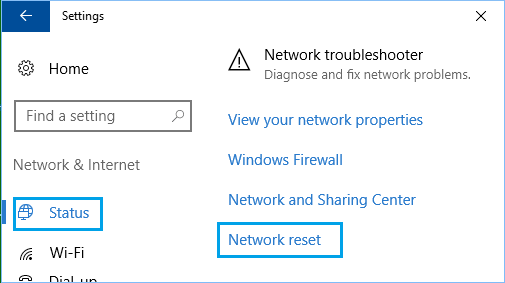 Windows 10 中的重置网络设置选项