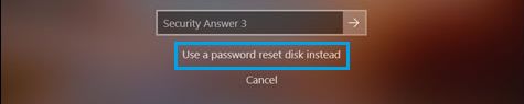 在 Windows 中使用密码重置磁盘选项