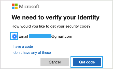 从 Microsoft 获取代码以验证身份