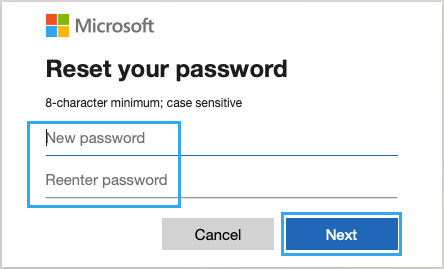 输入新的 Microsoft 帐户密码