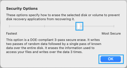 在 Mac 上使用磁盘工具进行符合 DOE 的格式