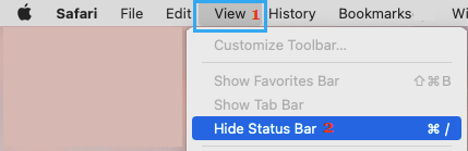 在 Mac 上的 Safari 浏览器中隐藏状态栏选项