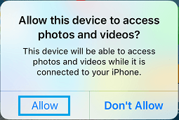允许设备访问 iPhone 上的照片