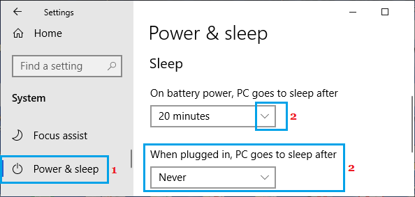 Windows 中的睡眠模式设置