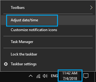 在 Windows 10 中调整日期和时间选项