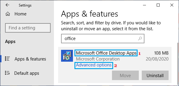 打开 Microsoft Office 高级设置选项