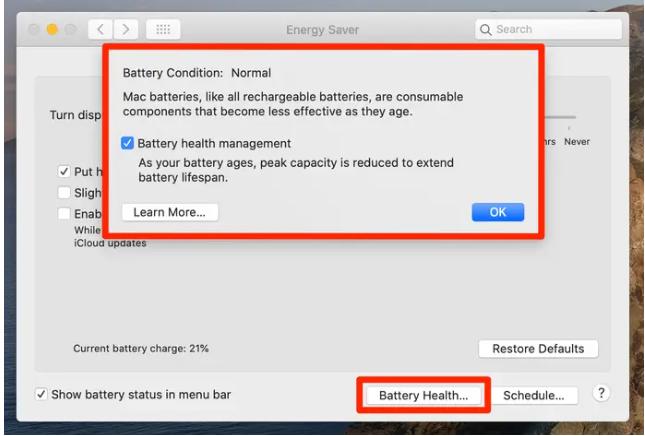 如何在Mac设置节省电量（苹果电脑显示电池百分比）
