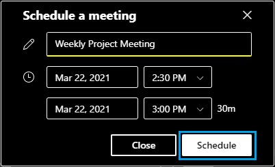 在 Microsoft Teams 中安排会议
