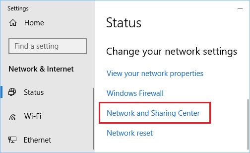 在 Windows 10 中打开网络和共享中心