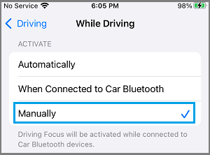 手动将 iPhone 设置为“驾驶勿扰”模式