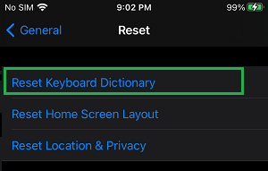 在 iPhone 上重置键盘词典选项