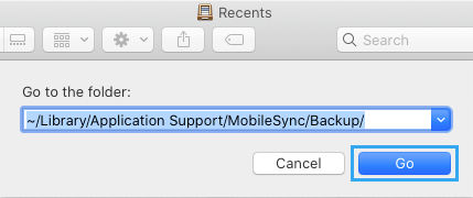 在 Mac 上转到 iOS 备份文件夹