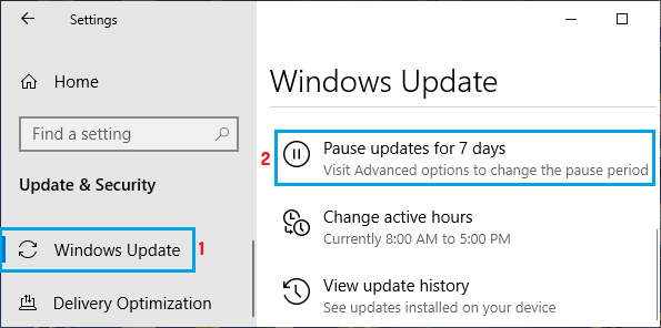 暂停 Windows 更新 7 天