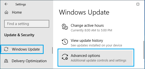 Windows 更新高级选项