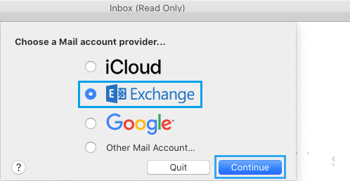 将 Microsoft Exchange 电子邮件帐户添加到 Mac