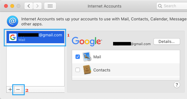 从 Mac 删除电子邮件帐户